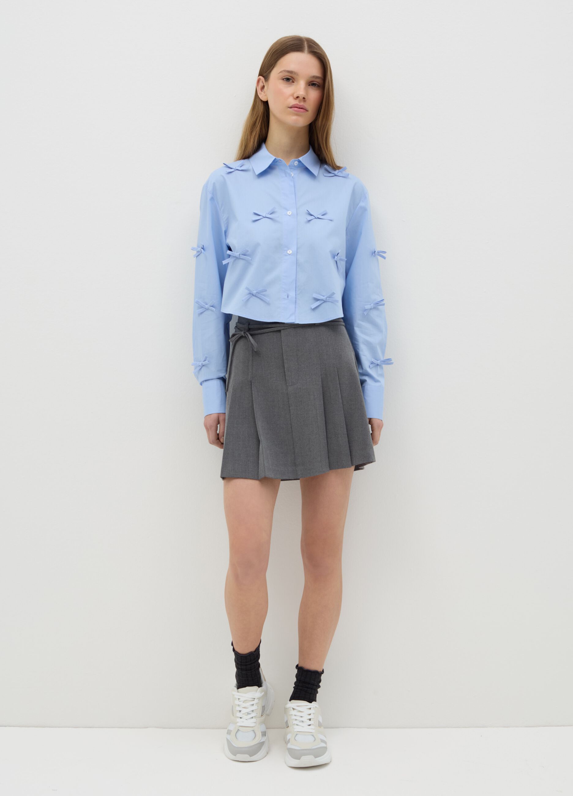 Cotton cropped shirt