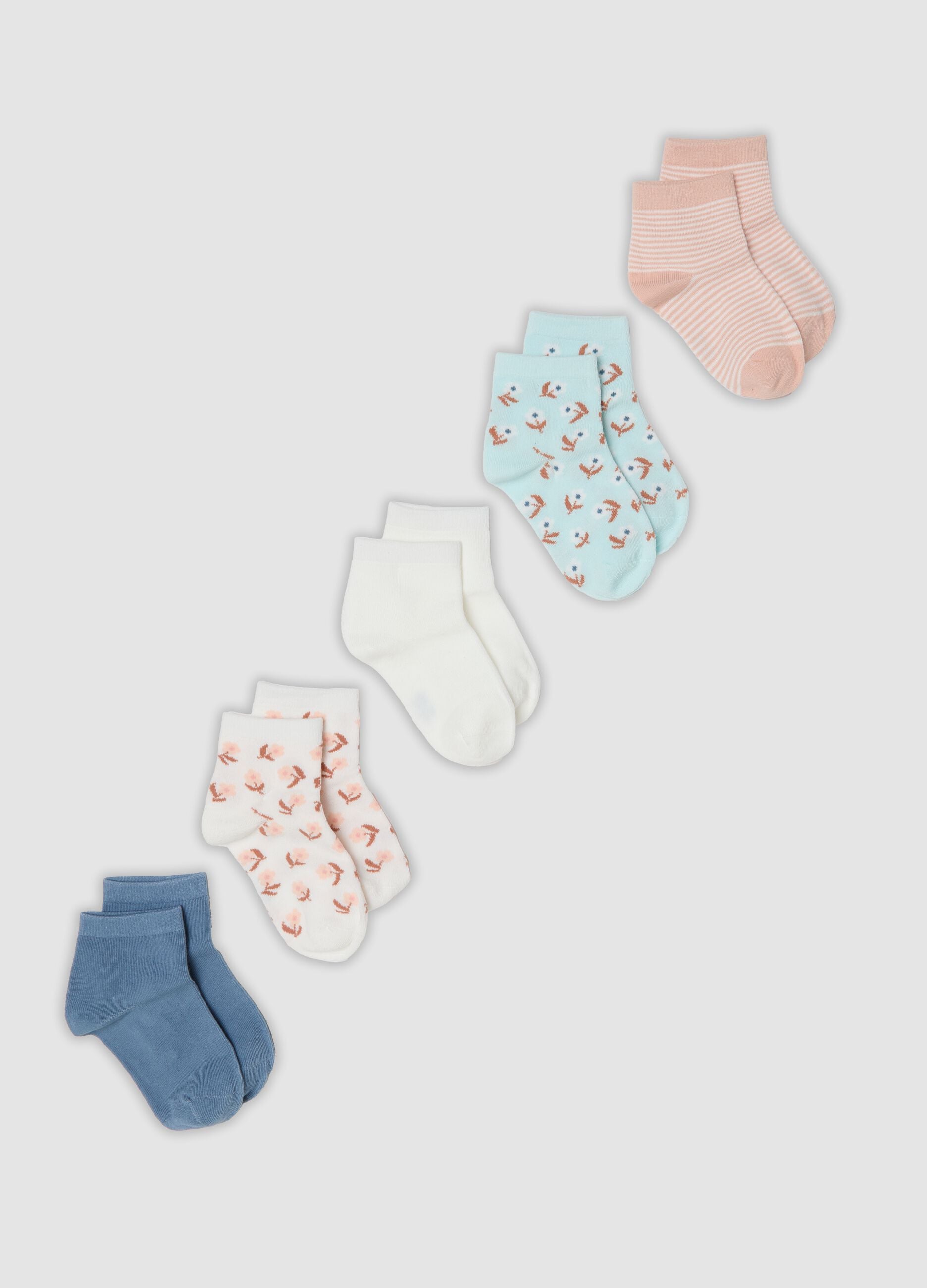 Five-pack of multicolour short socks in stretch organic cotton