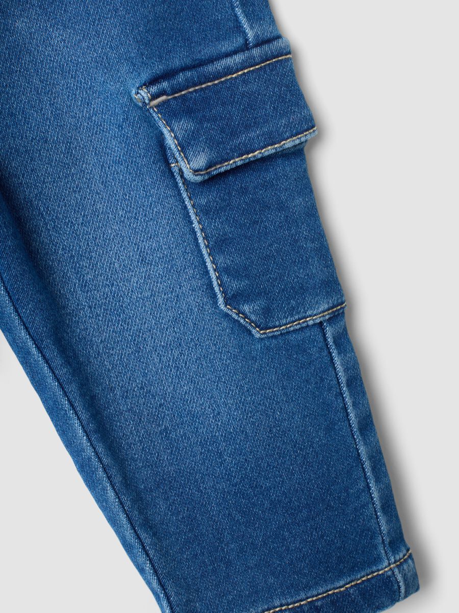 Baby Boys&rsquo; Blue Stretch Cotton Cargo Pocket Trousers_3