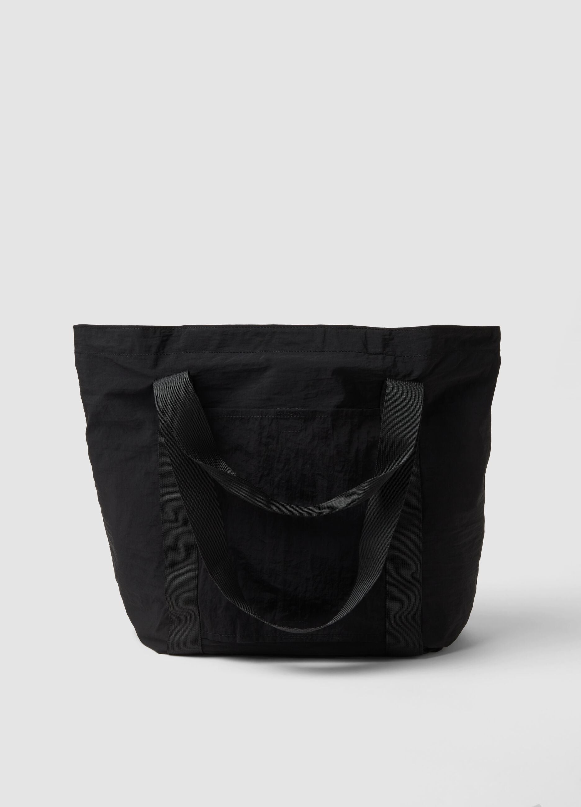 Black foldable shopper bag with double handles