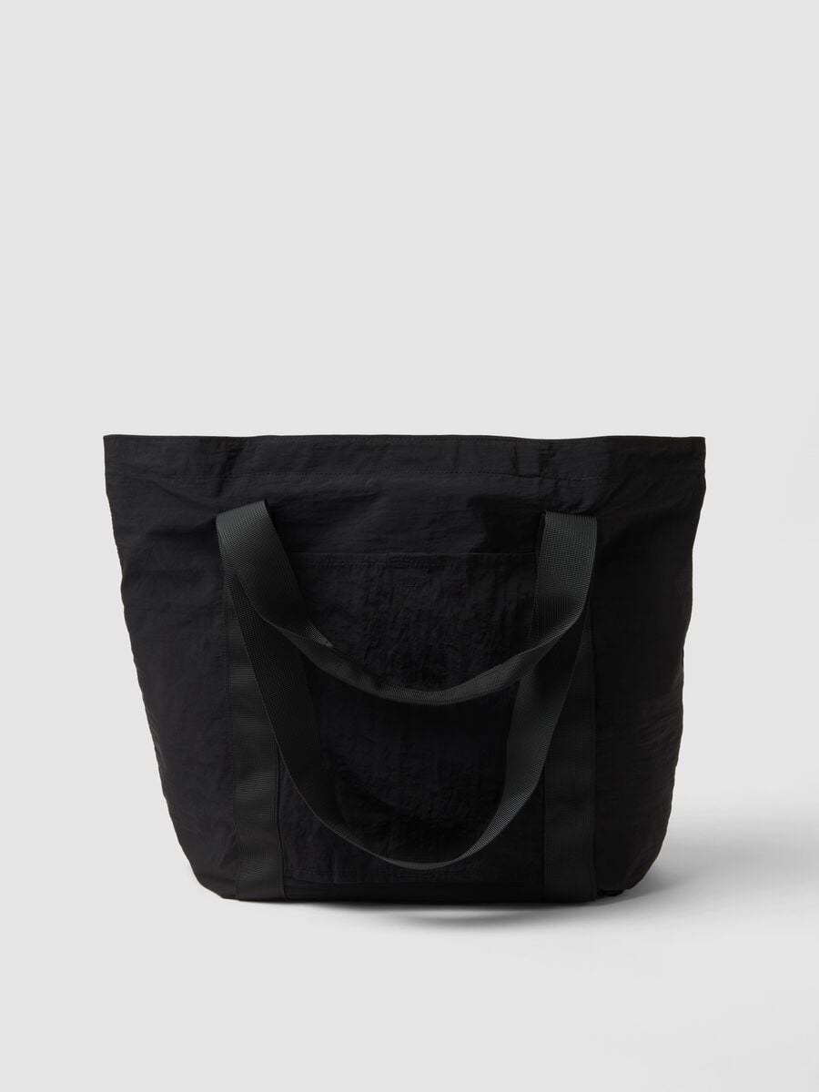 Black foldable shopper bag with double handles_2