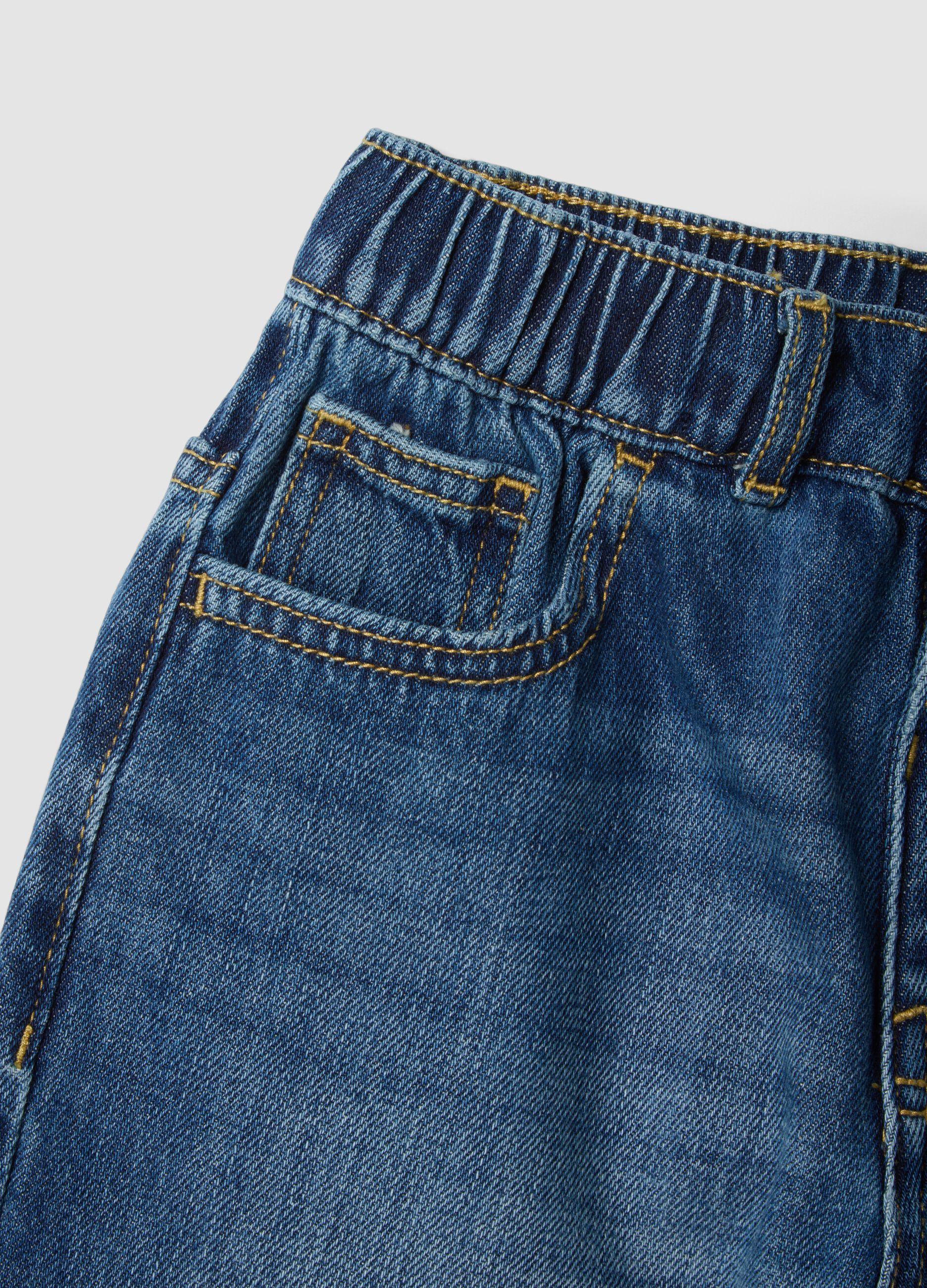 Blue denim cotton-blend boys&rsquo; shorts, regular fit