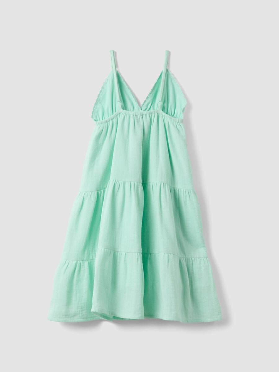 Green pure cotton mini dress with thin straps_4
