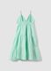 Green pure cotton mini dress with thin straps_4