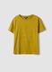 Yellow pure cotton regular fit T-shirt with floral embroidery_4