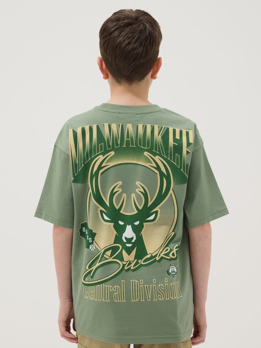 T-shirt in puro cotone verde da bambino oversize fit Milwaukee Bucks_2