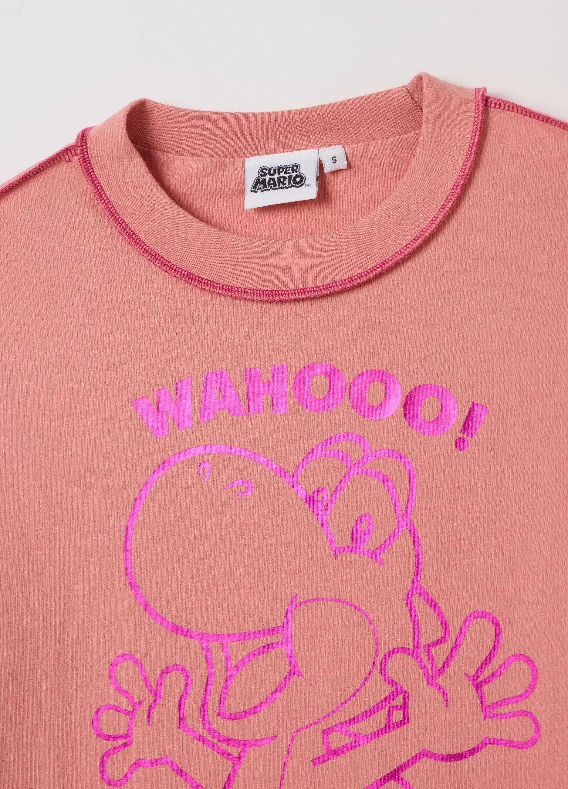 Regular fit pink pure cotton T-shirt