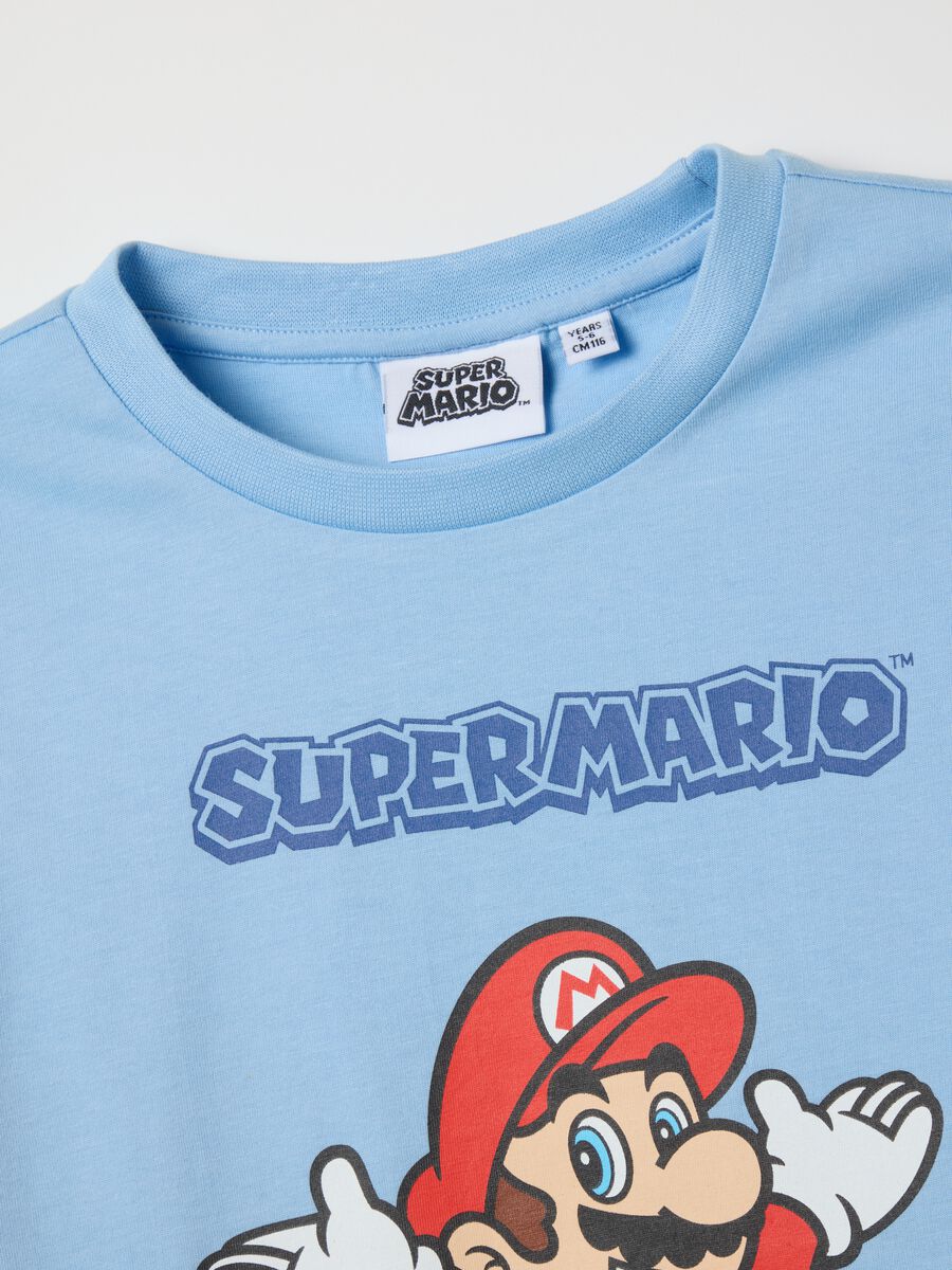Children's multicolor cotton T-shirt and shorts set regular fit featuring Super Mario print_3