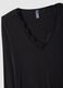 Black long sleeve top regular fit with lace trim_1