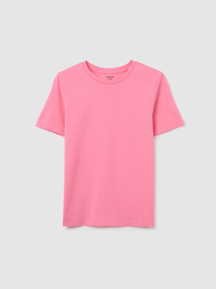 T-shirt da donna in puro cotone rosa regular fit_0