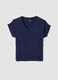 Blue stretch viscose V-neck T-shirt_0