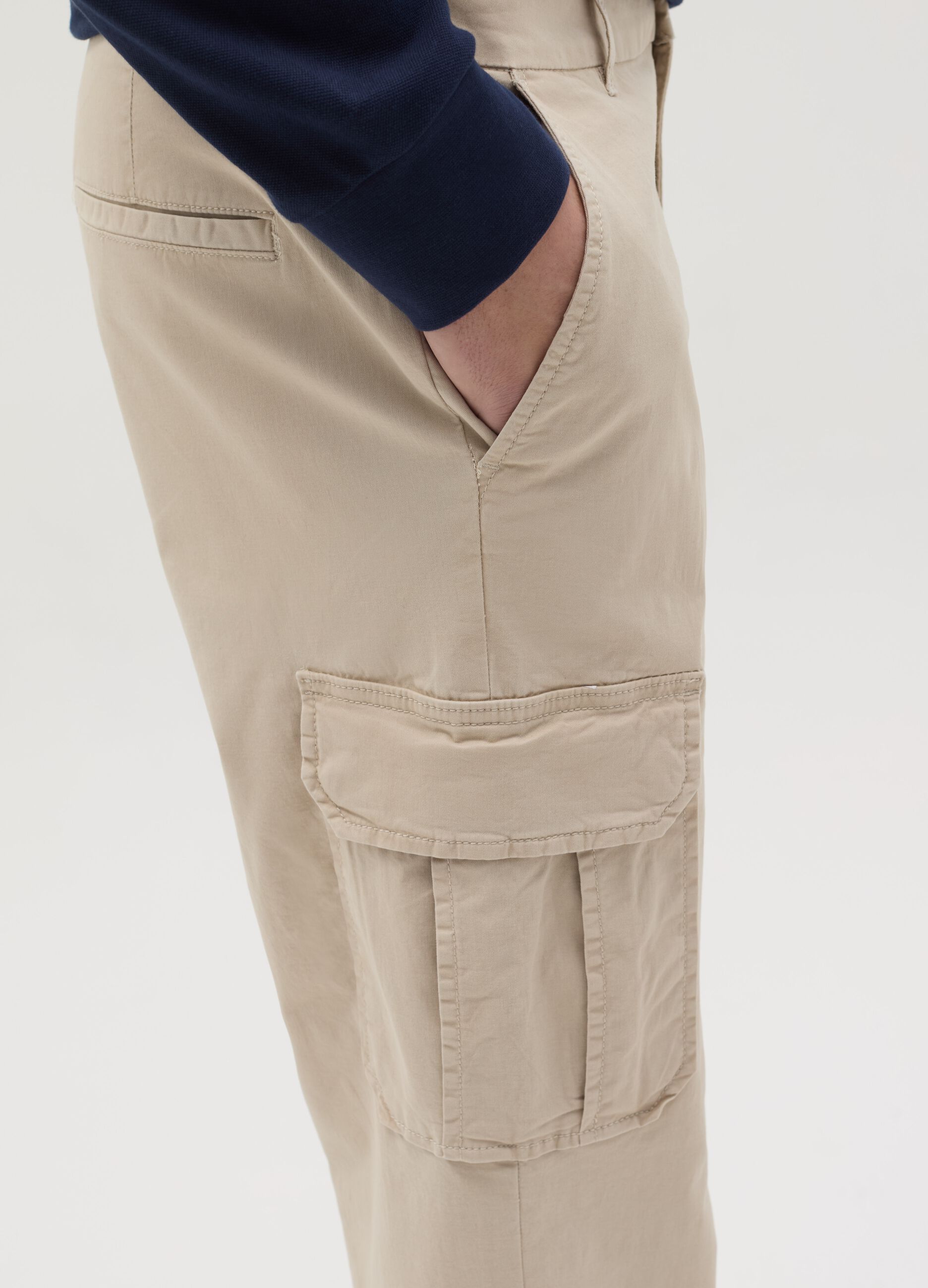 Slim-fit cargo pants in stretch cotton