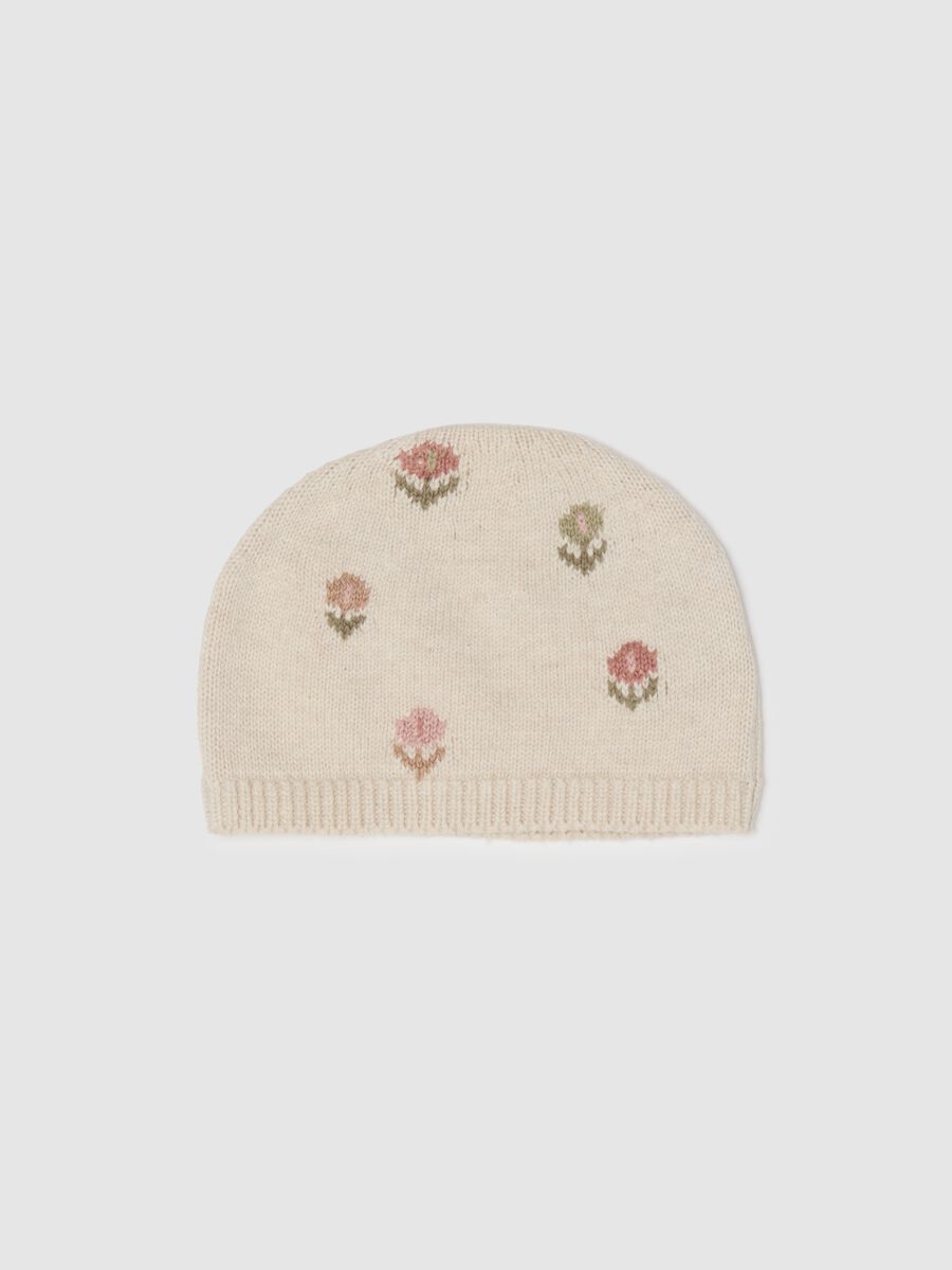 Baby Girl Hat in Pure Beige Cotton_0