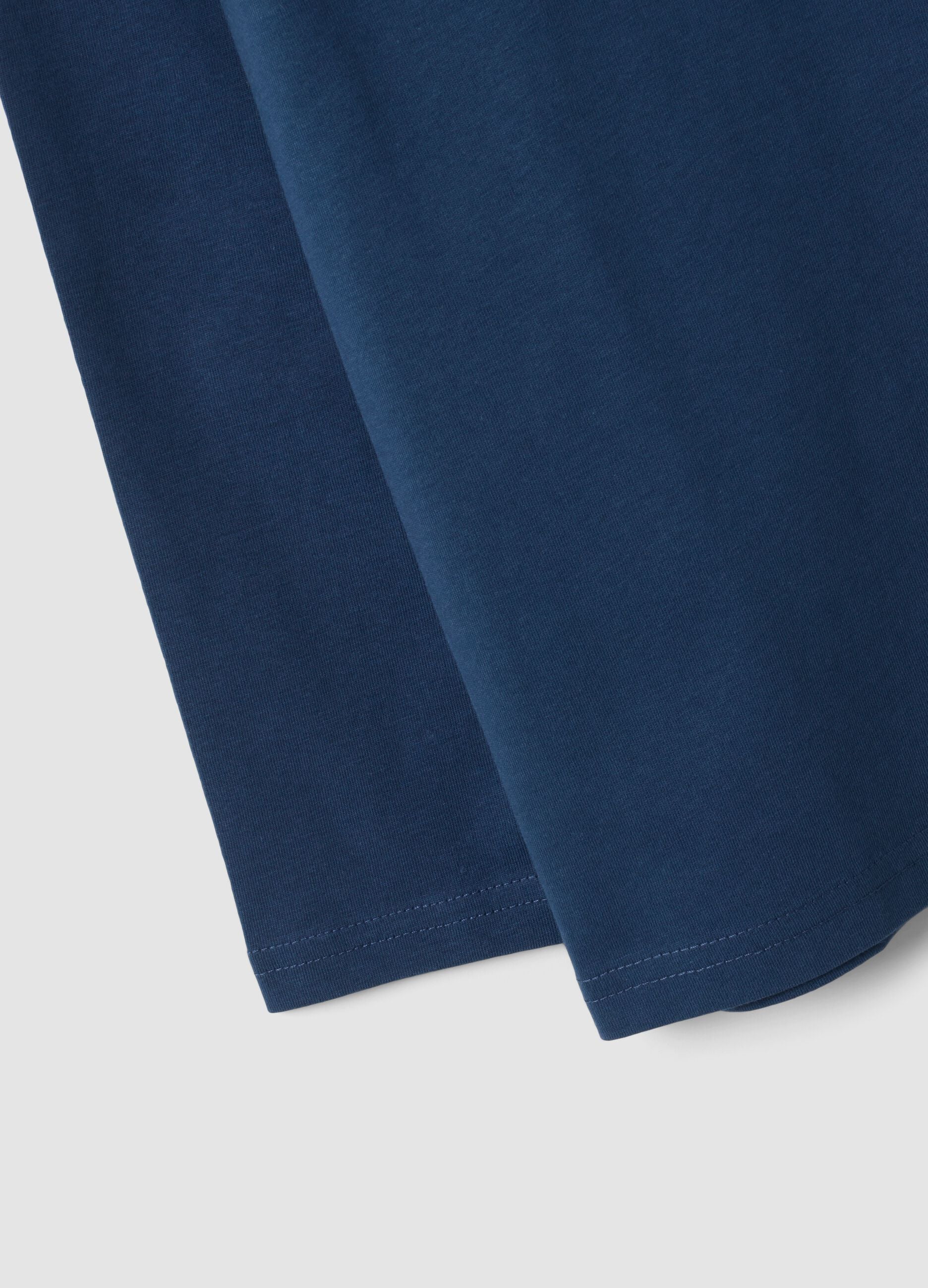 Blue pure cotton long-sleeve T-shirt with chest print for boys
