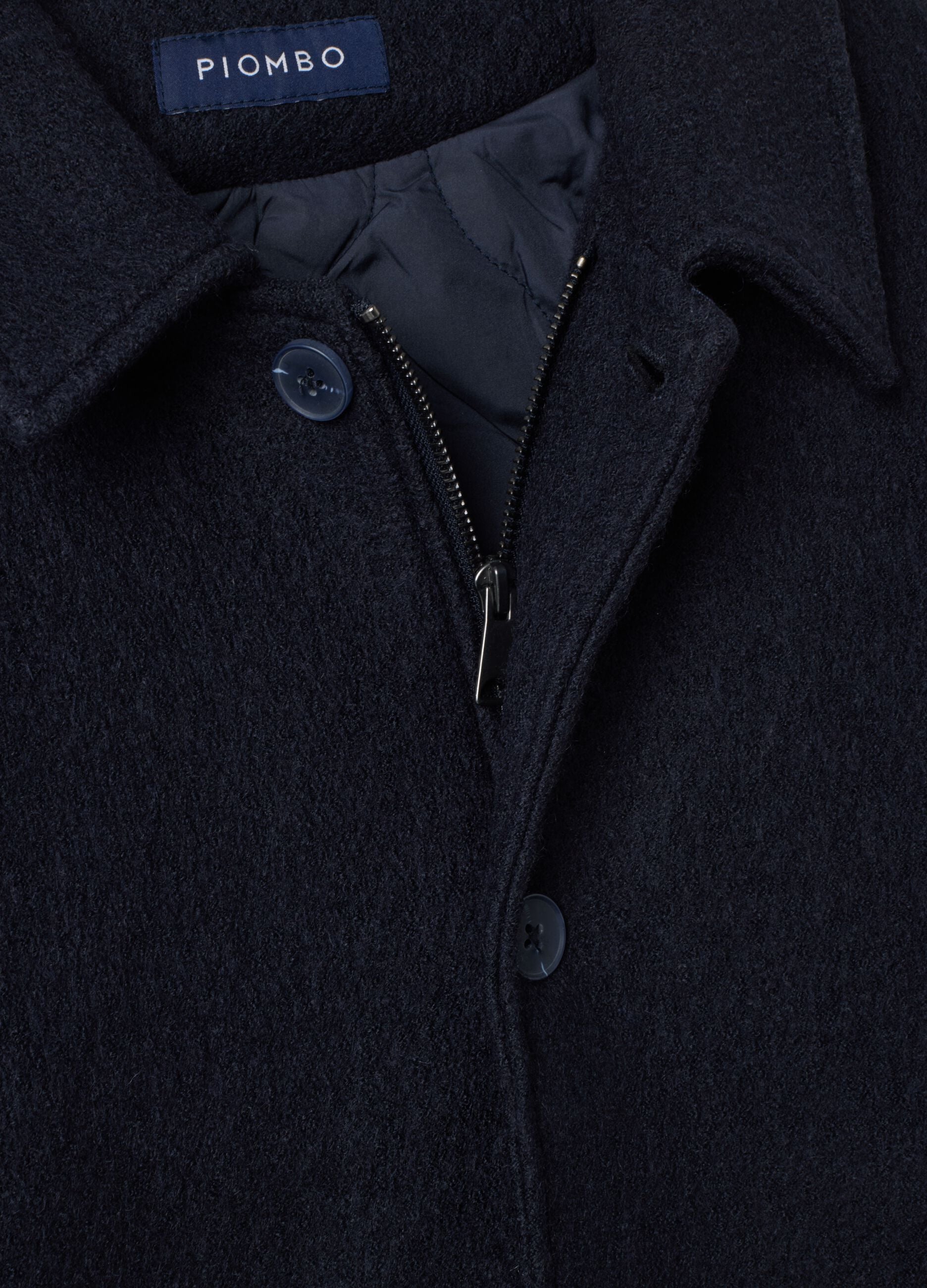 Shacket blu navy imbottita in misto lana e viscosa