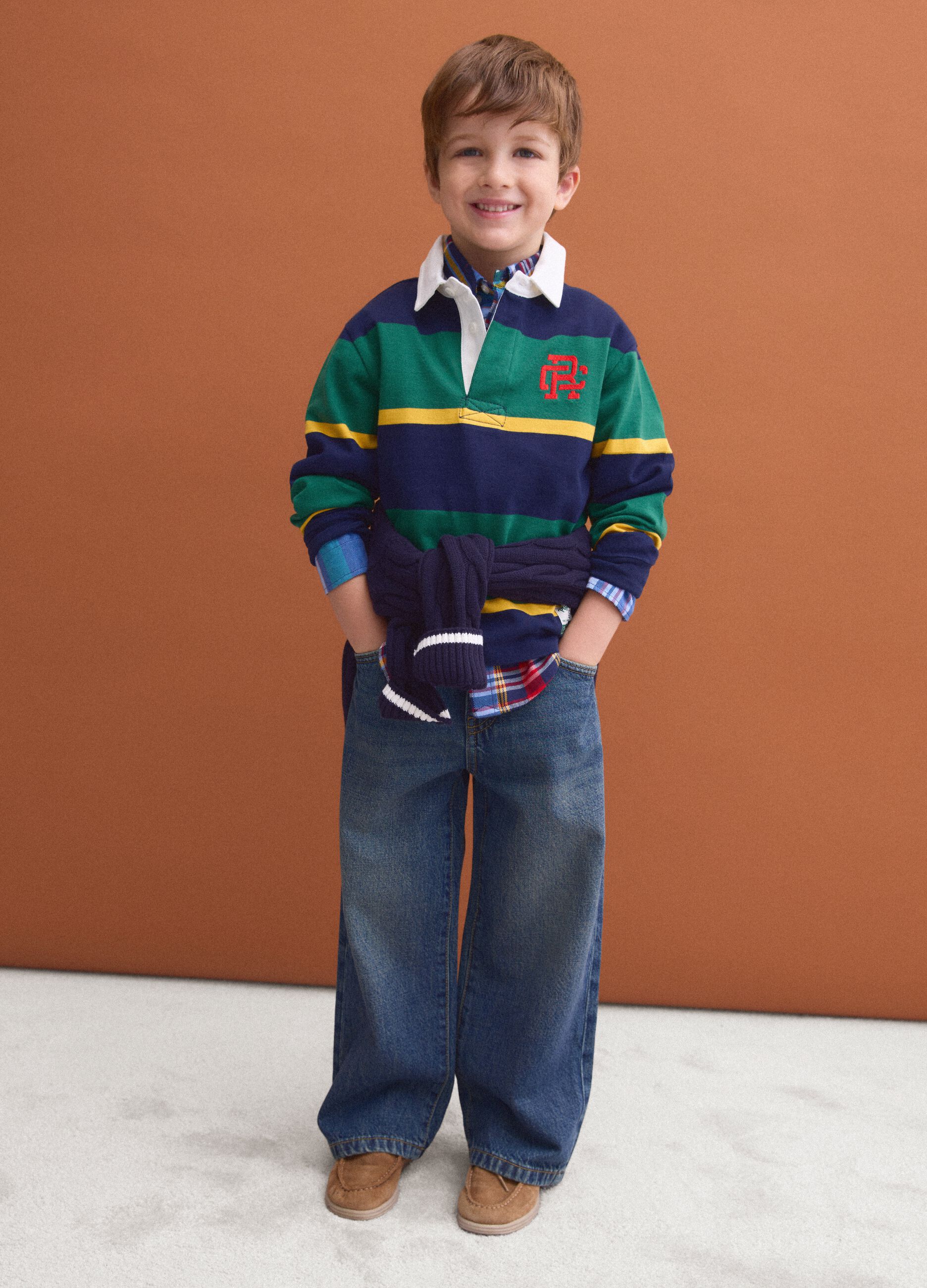 Boys&rsquo; blue 100% cotton skater-fit jeans