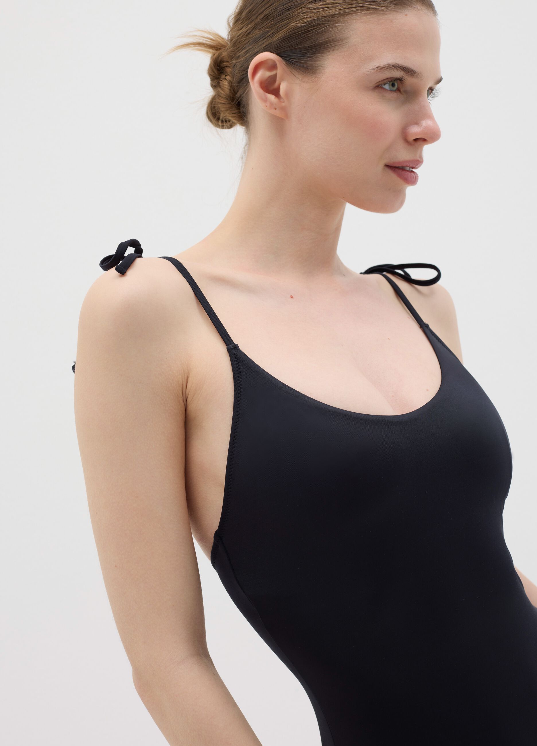Black one-piece swimsuit