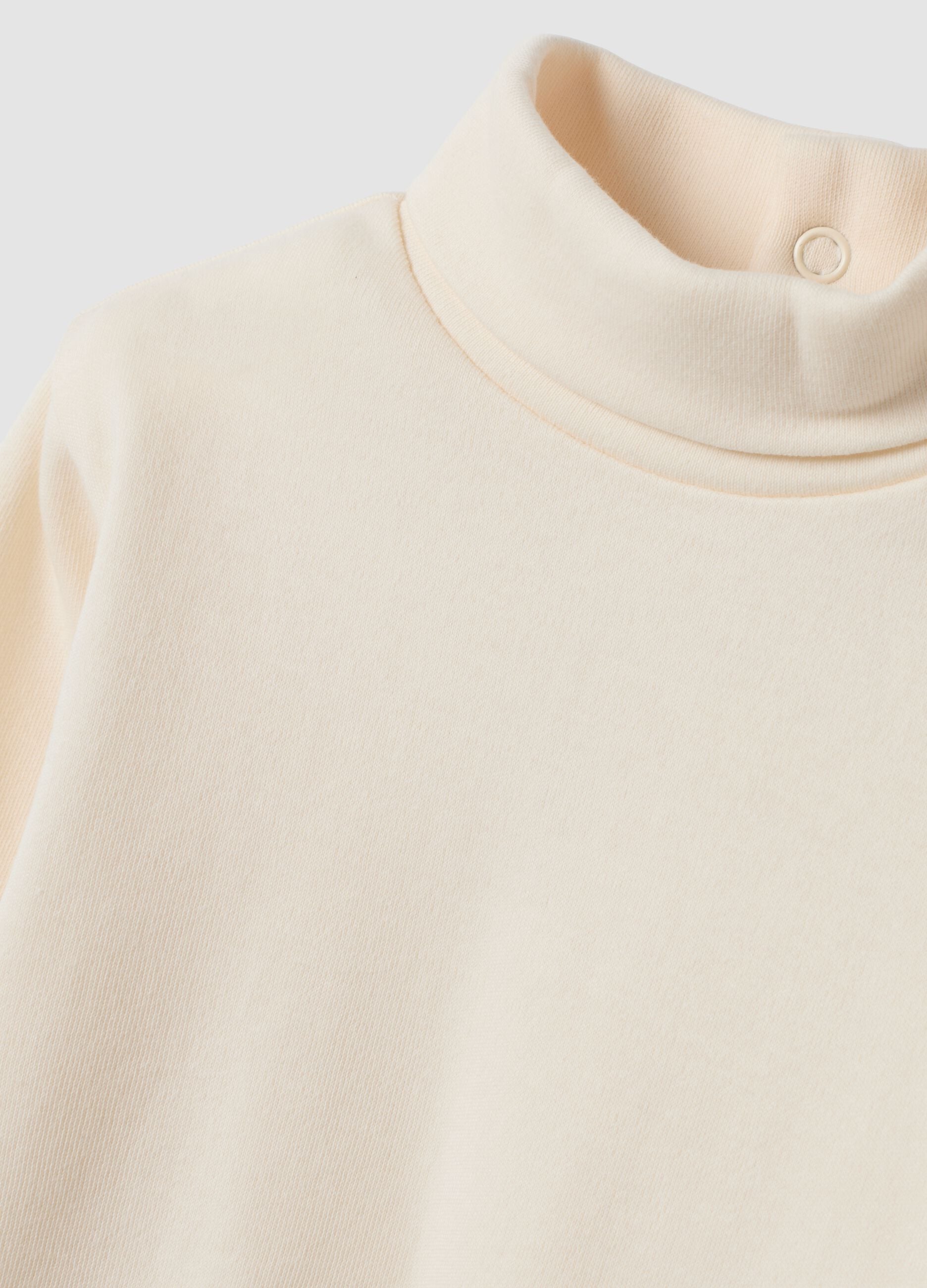 Light beige organic cotton turtleneck top
