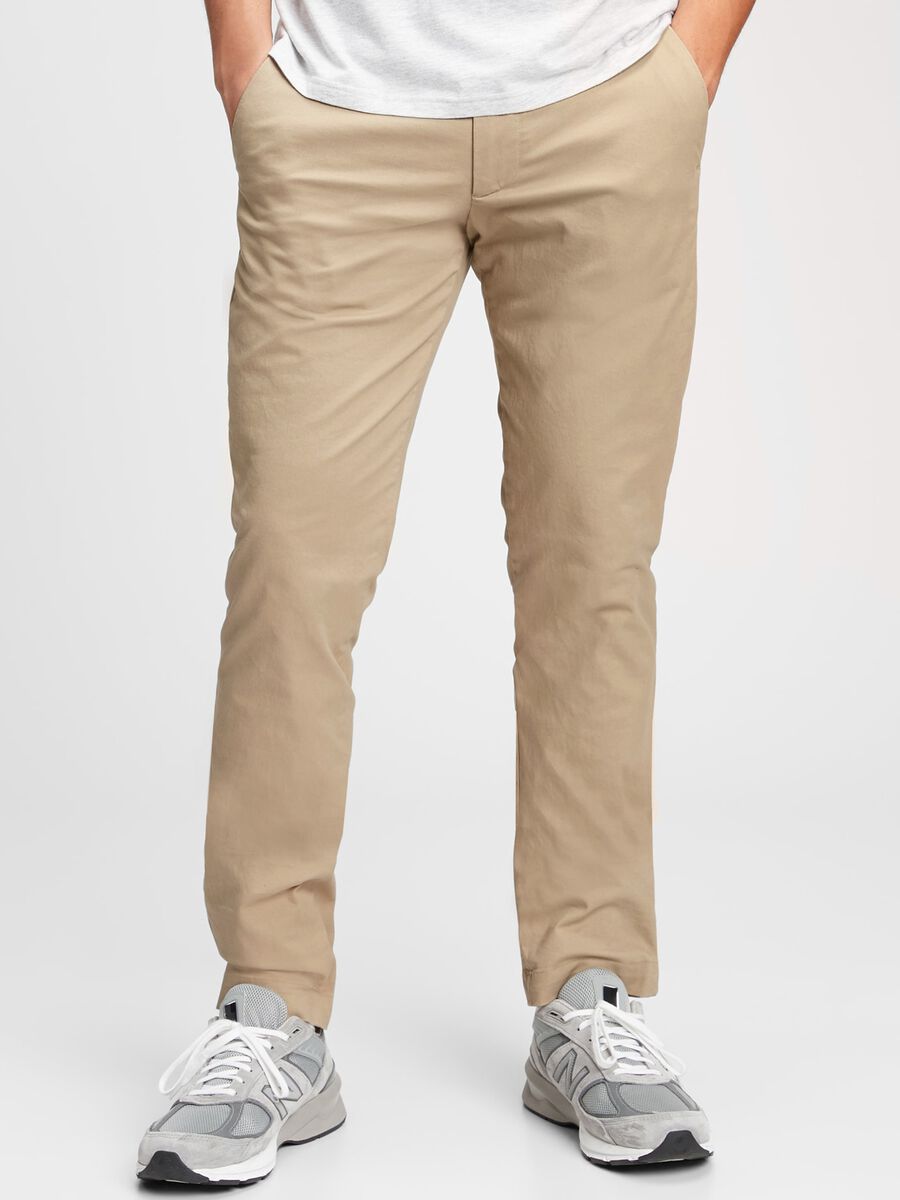 Stretch cotton slim fit trousers_0