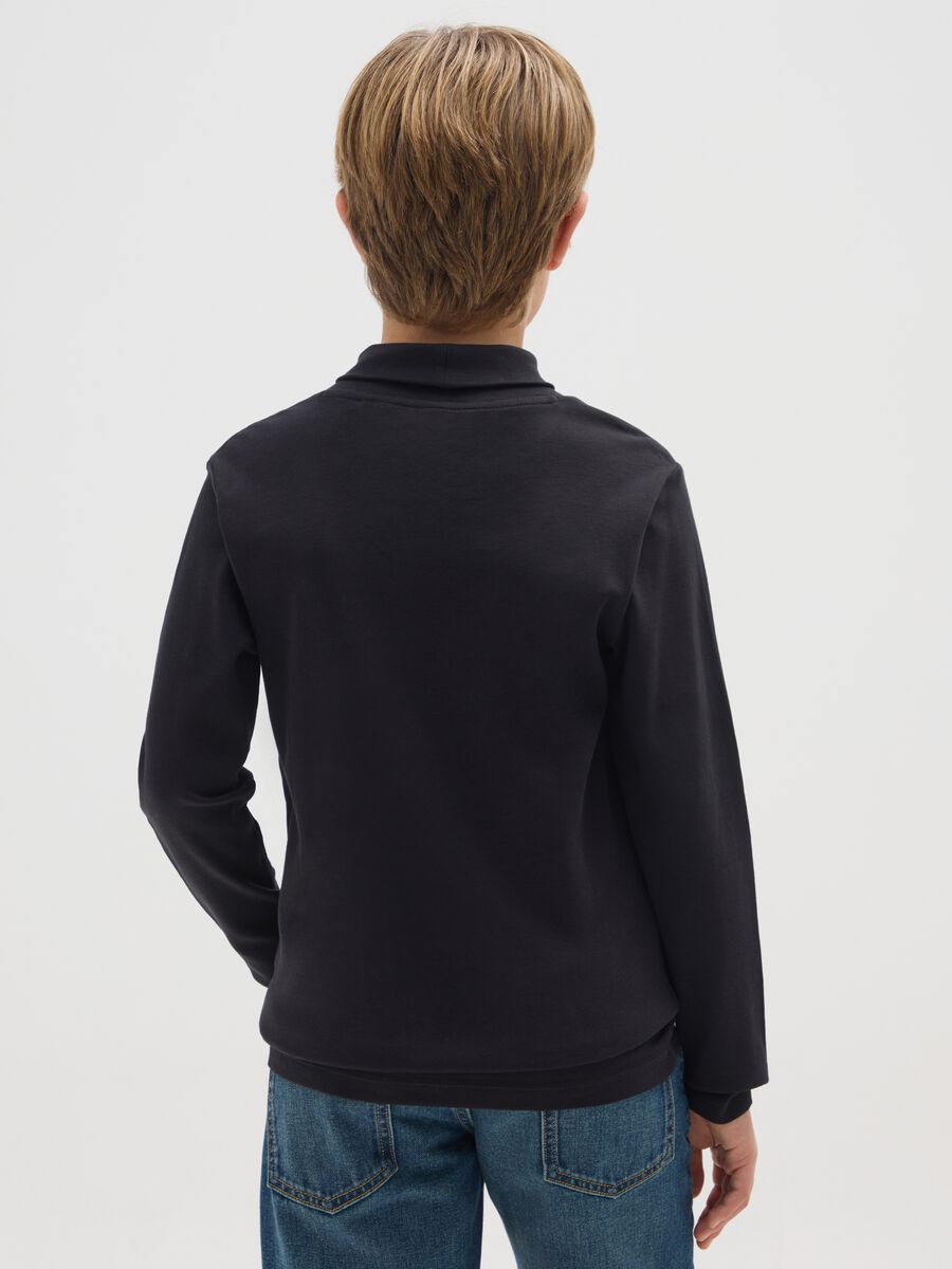 Maglia da ragazzo in puro cotone nera regular fit_1