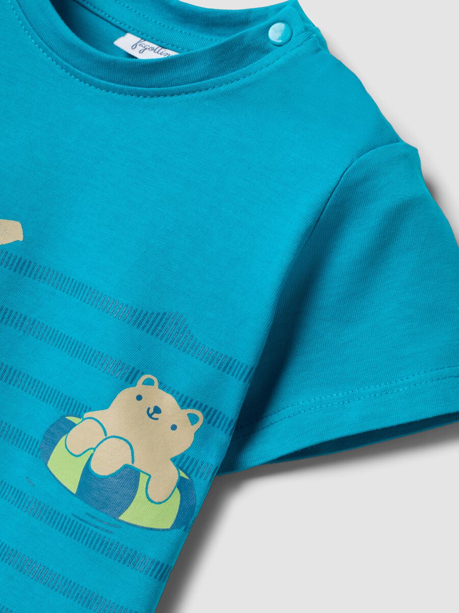 Light blue and navy pure cotton teddy bear set for baby boys, regular fit_2