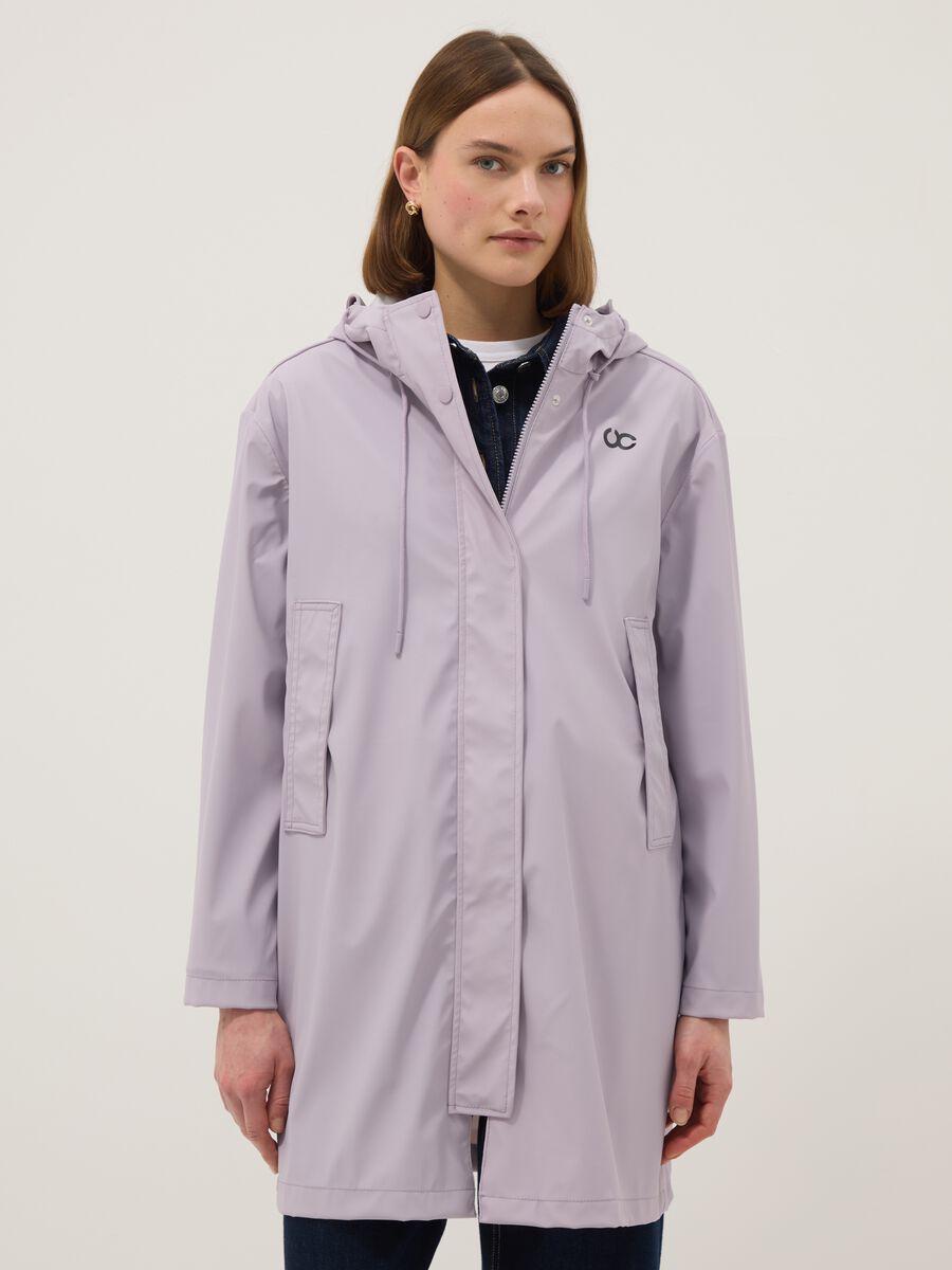 Purple waterproof hooded jacket with regular fit_1
