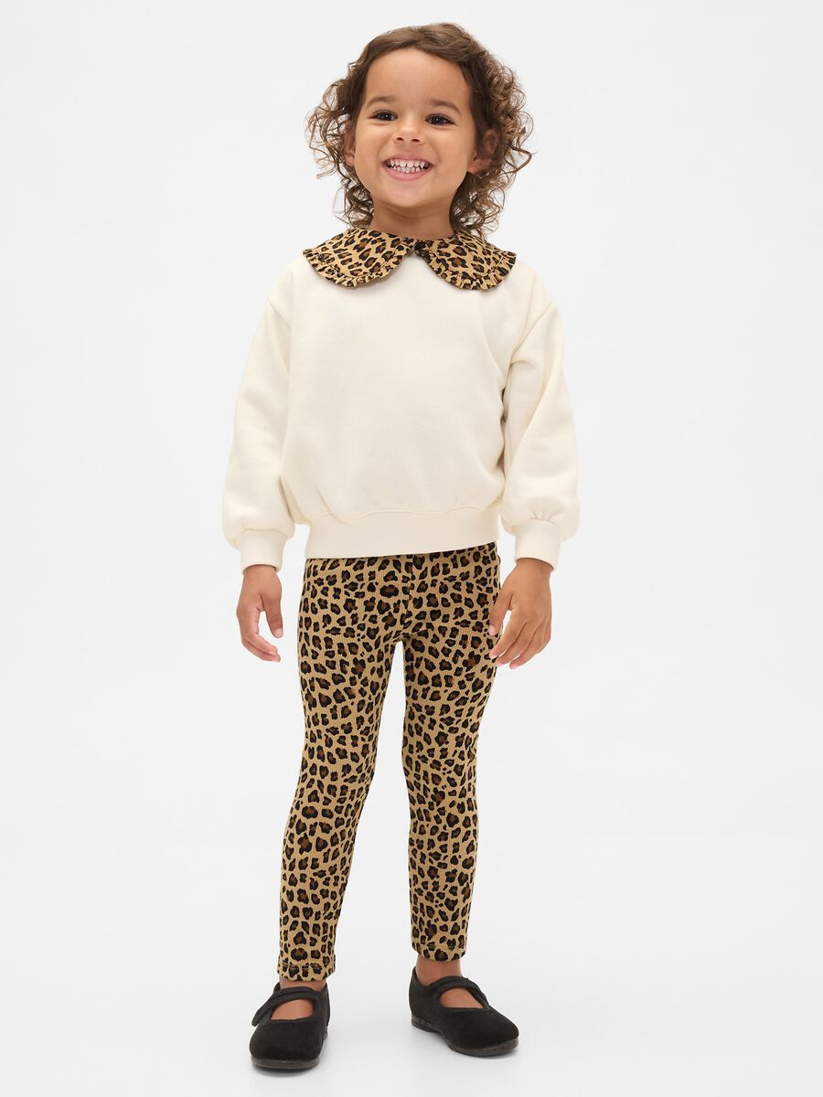 White and Brown Set with Leopard Print for Girls_0