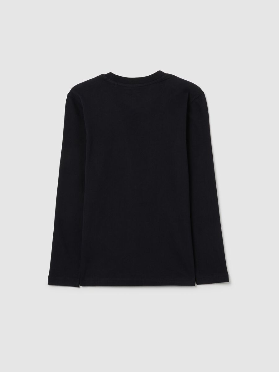 Boys' black T-shirt in pure cotton oversize fit_1