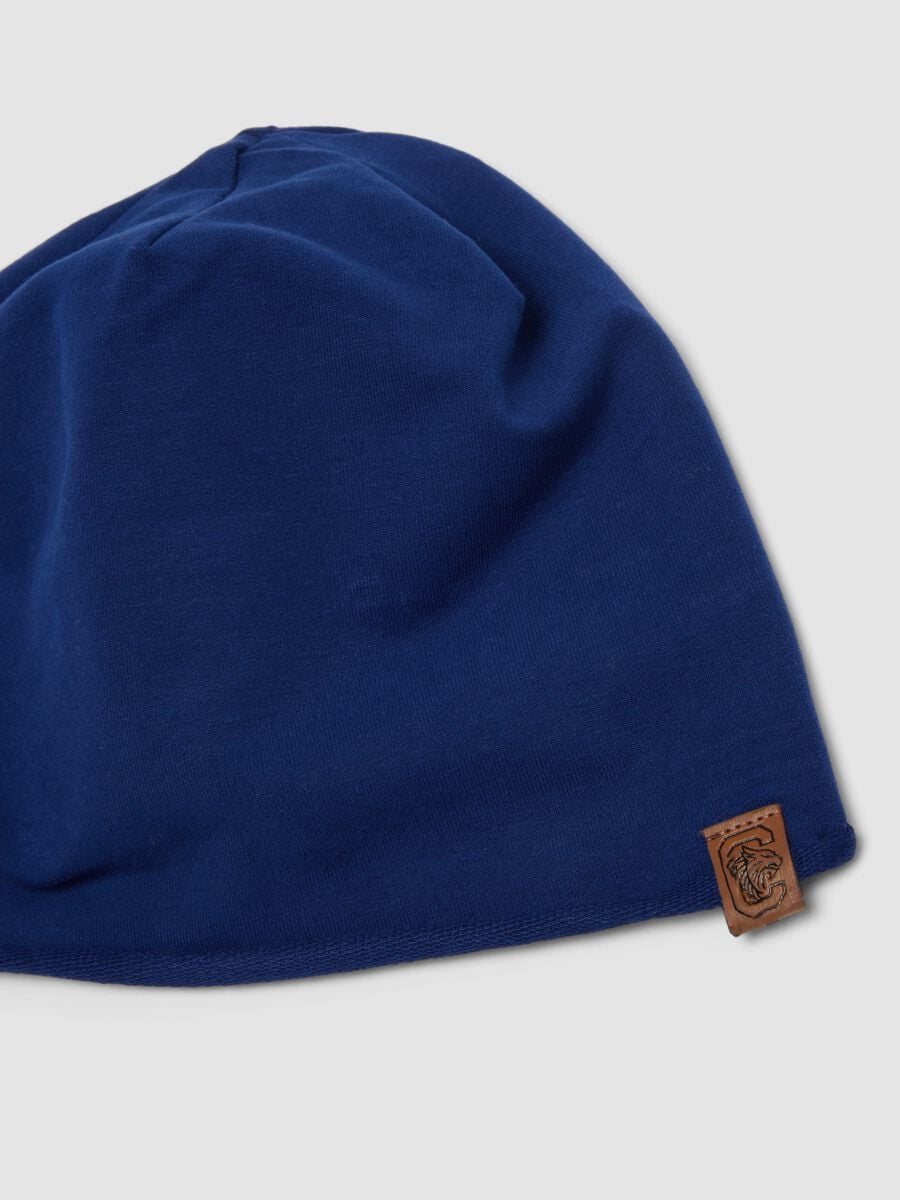 Cappello blu in cotone organico elasticizzato jersey per bambino_1