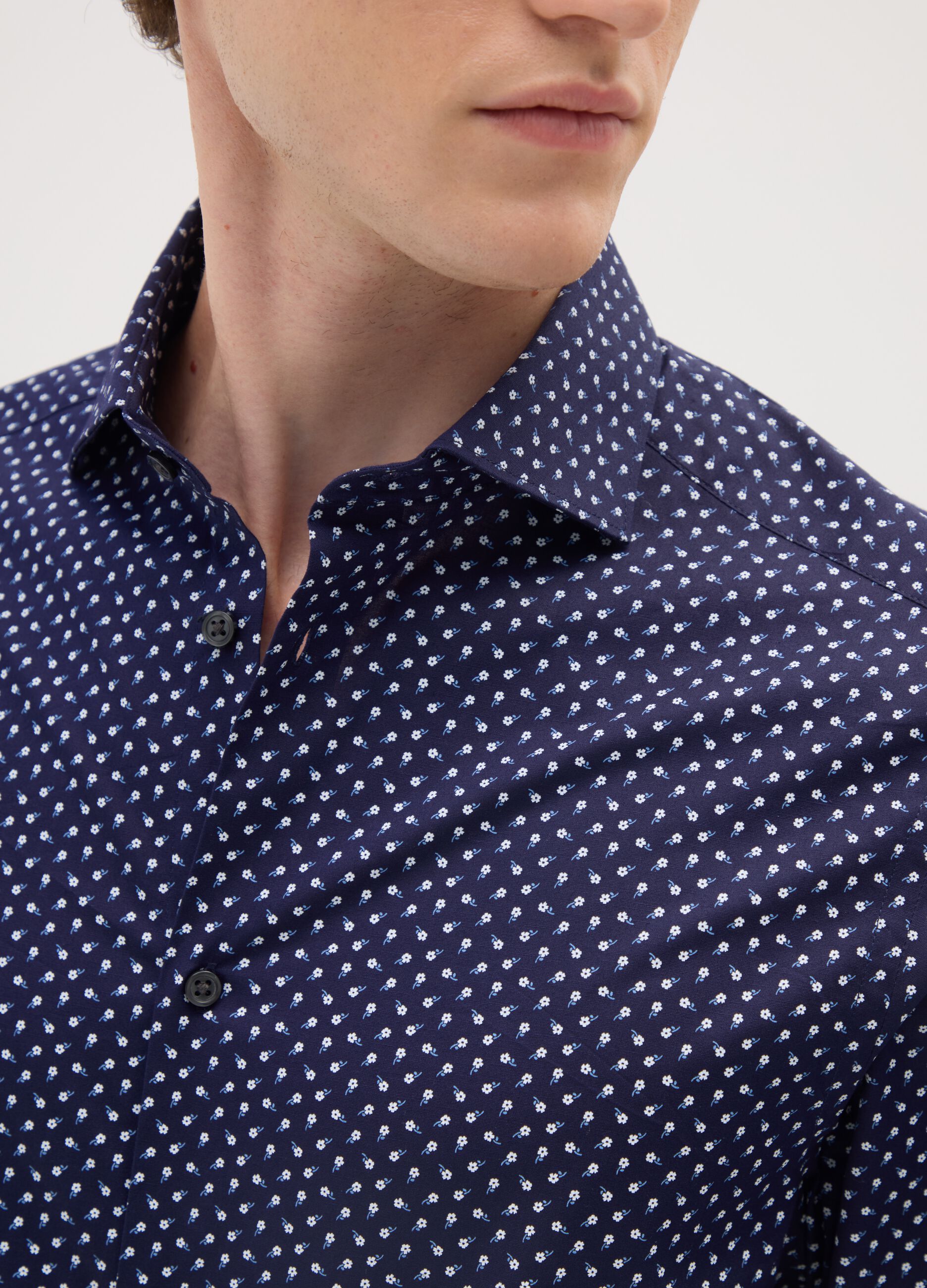 Regular fit blue cotton shirt