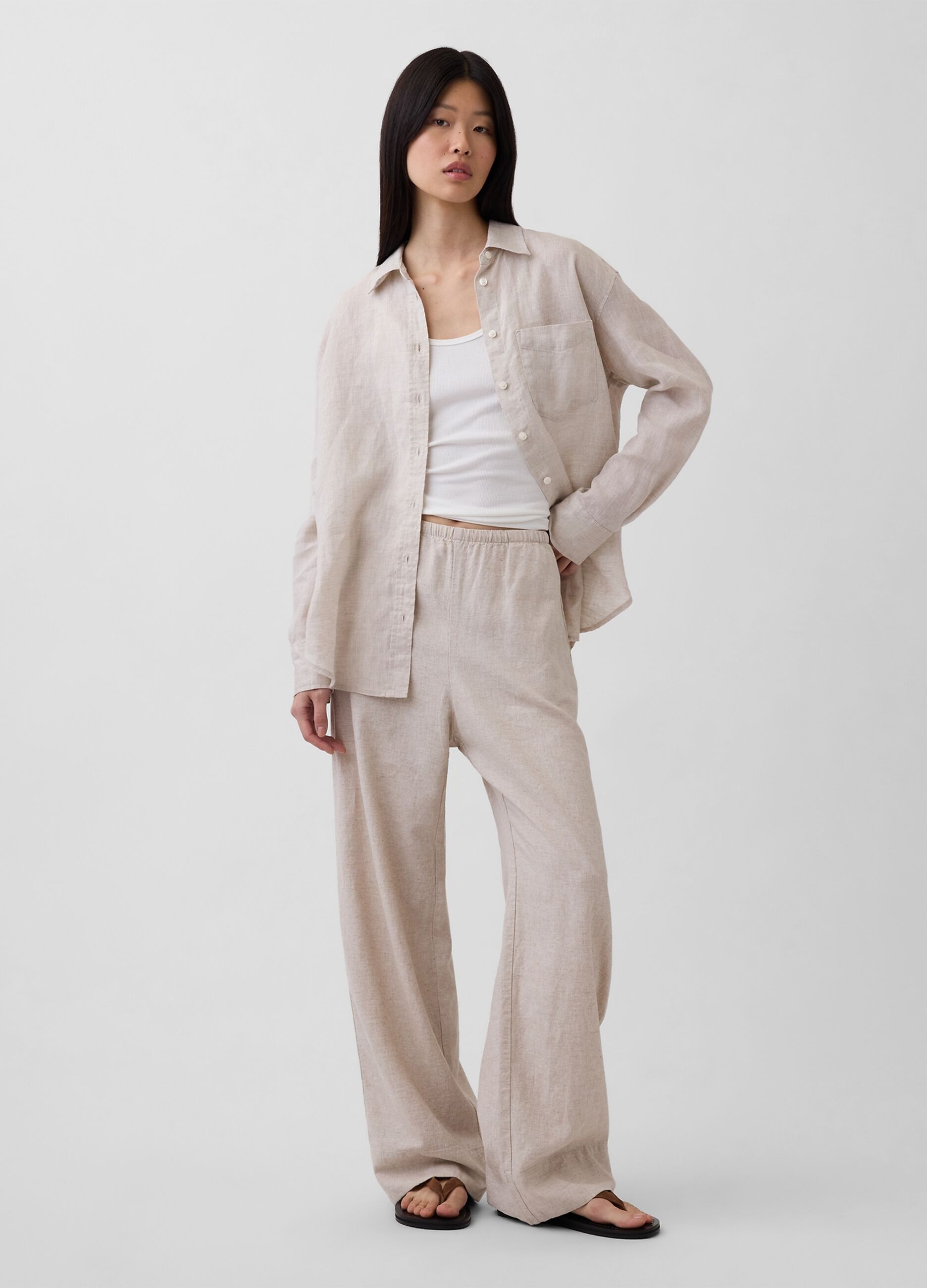 Linen-blend trousers