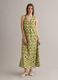 Green maxi dress in pure cotton with V-neck and print_0