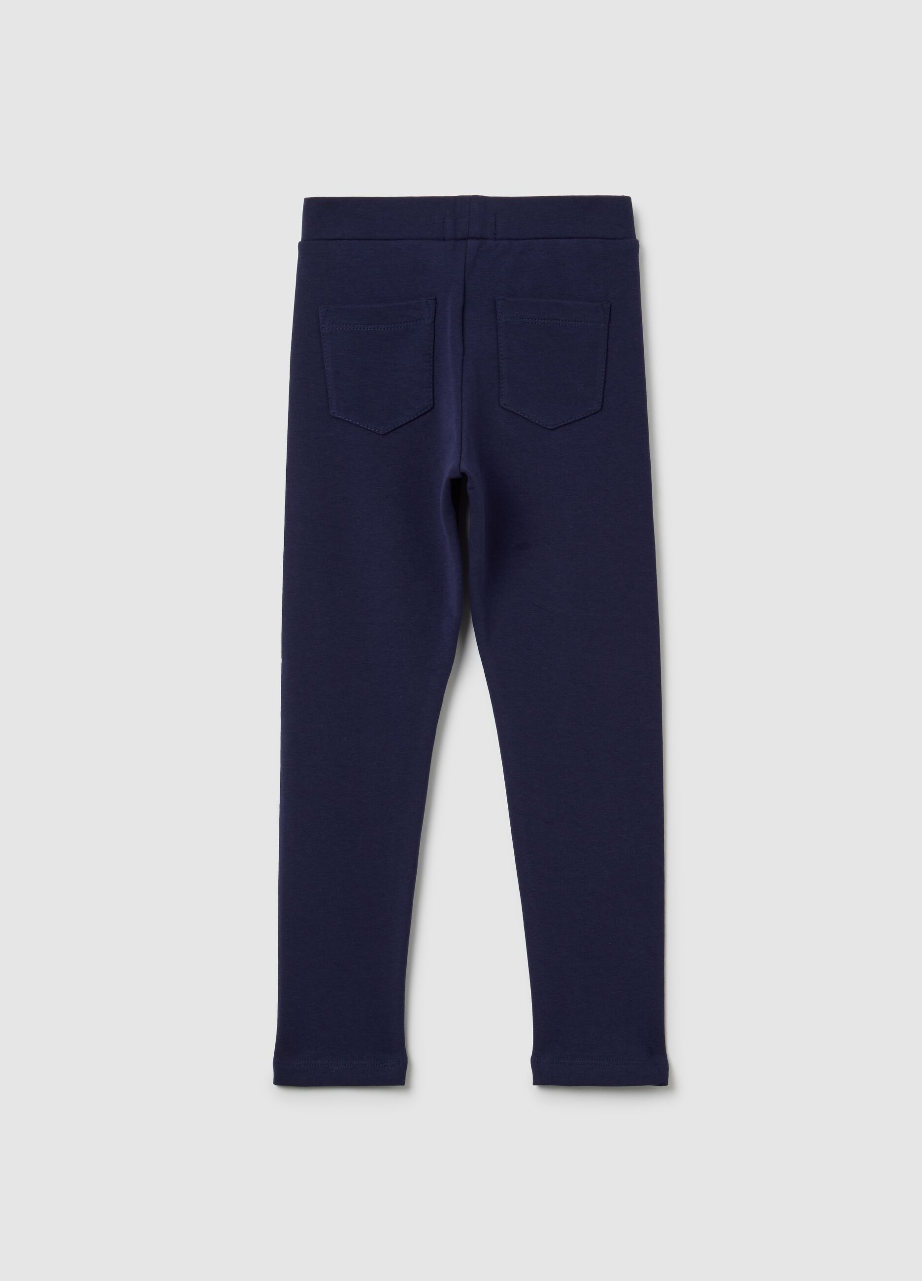 Girls' blue cotton skinny fit leggings