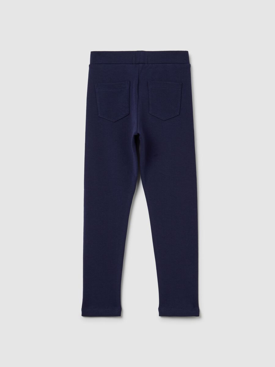 Girls' blue cotton skinny fit leggings_1