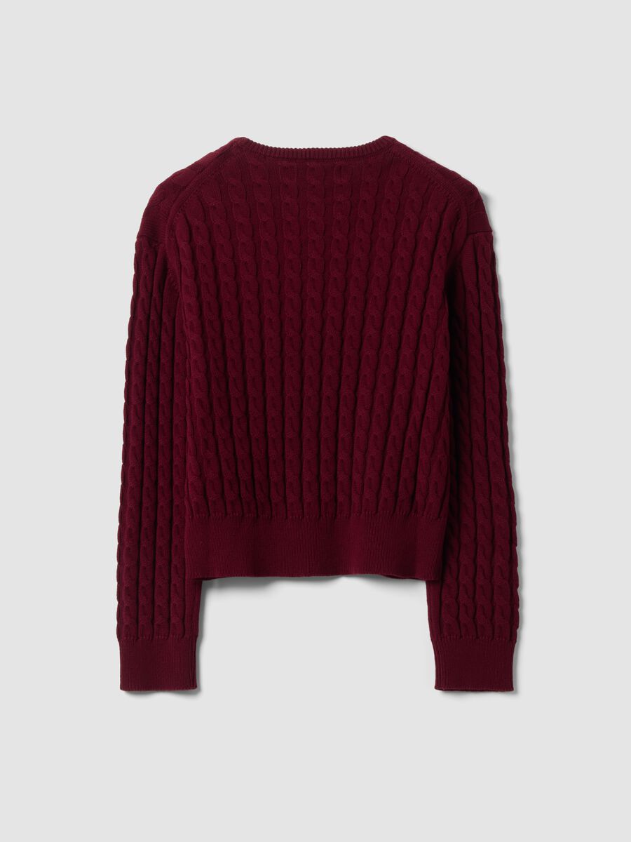 Maglia rossa girocollo in puro cotone a trecce regular fit_2