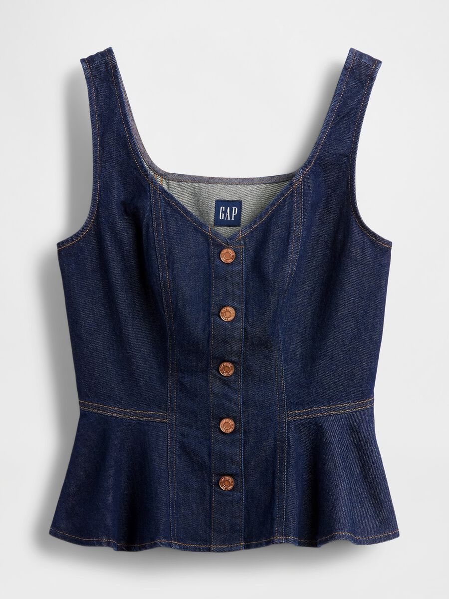 Stretch denim tank top with V-neck_4