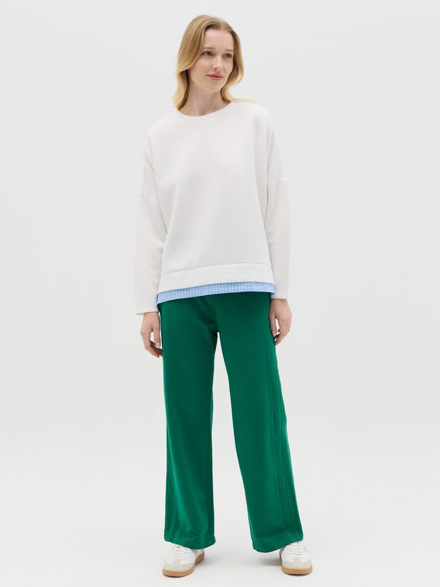 Green fluid trousers with wide leg_0