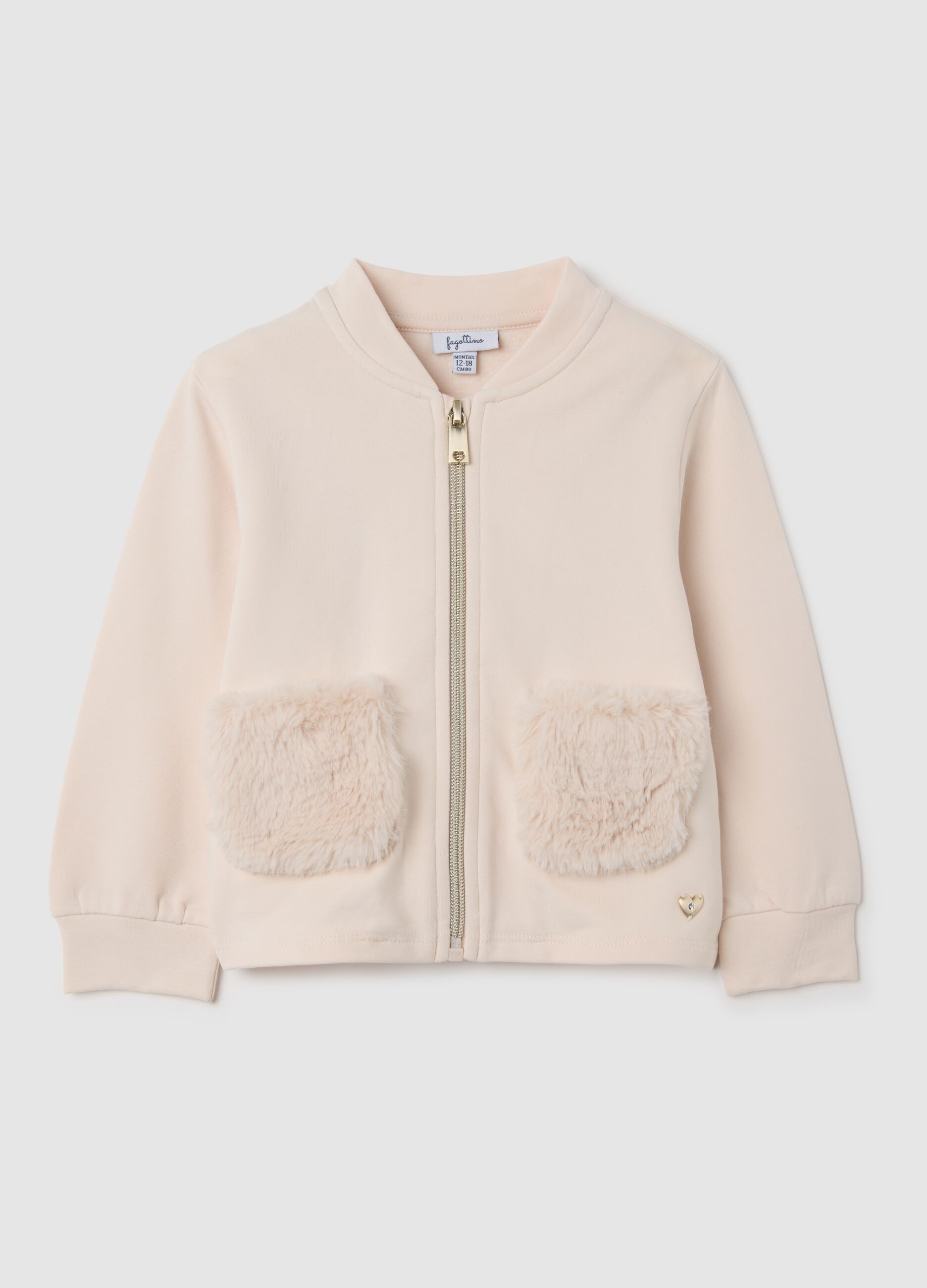 Felpa da neonata in cotone elasticizzato beige regular fit