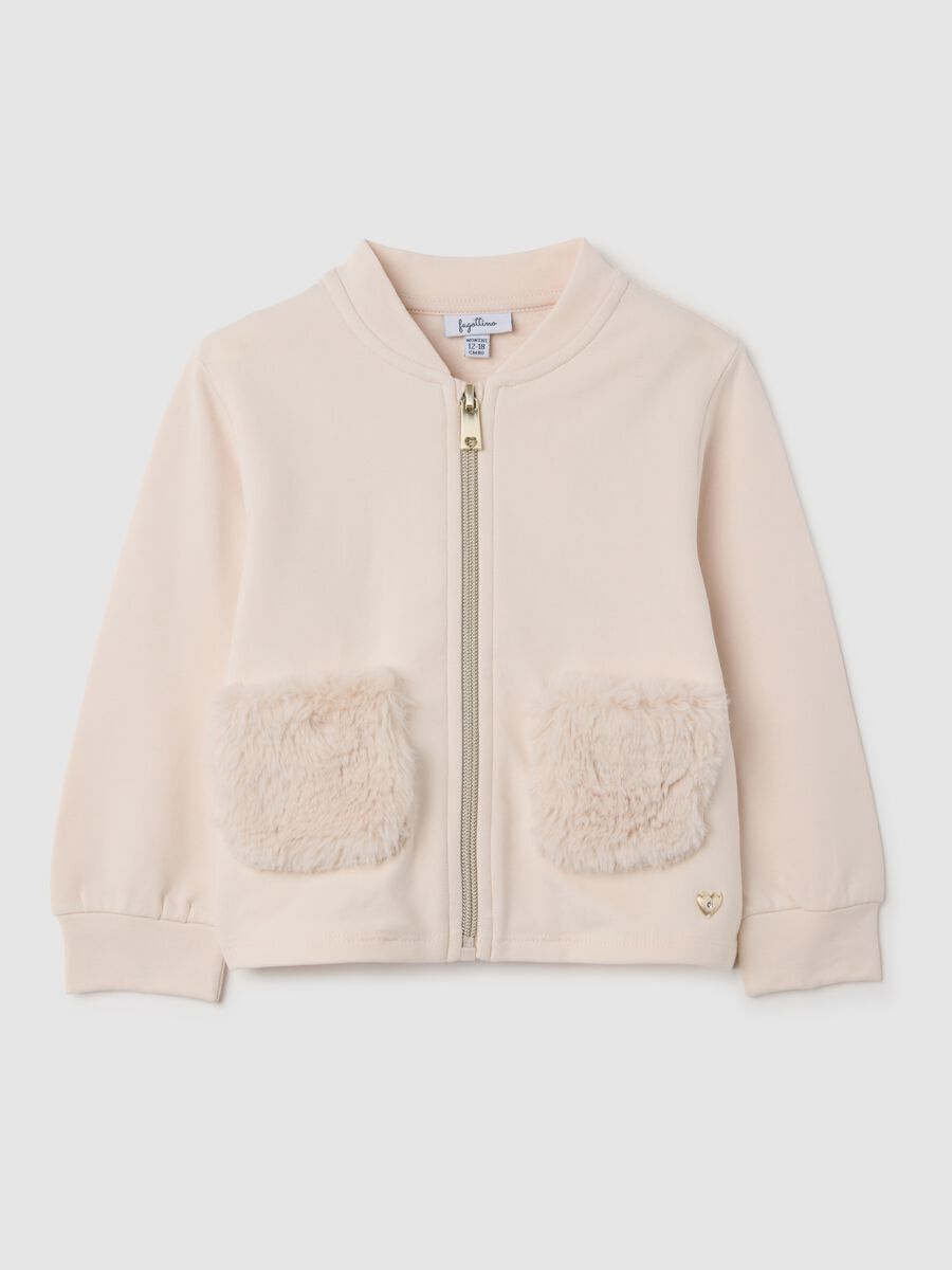 Felpa da neonata in cotone elasticizzato beige regular fit_0