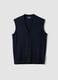 Blue viscose-blend waistcoat with deep V-neck, regular fit_4