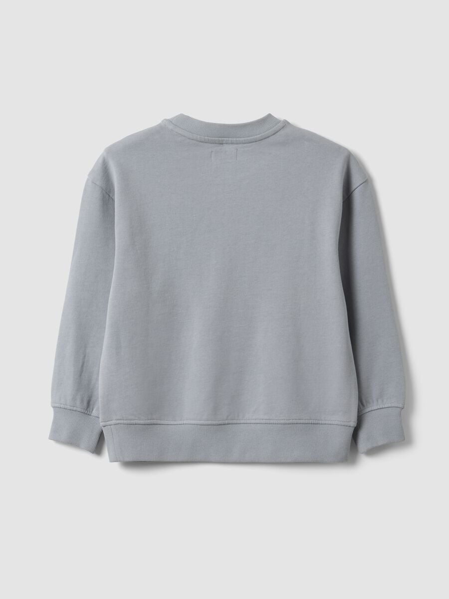 Grey oversized pure cotton hoodie with print and kangaroo pocket for boys_1