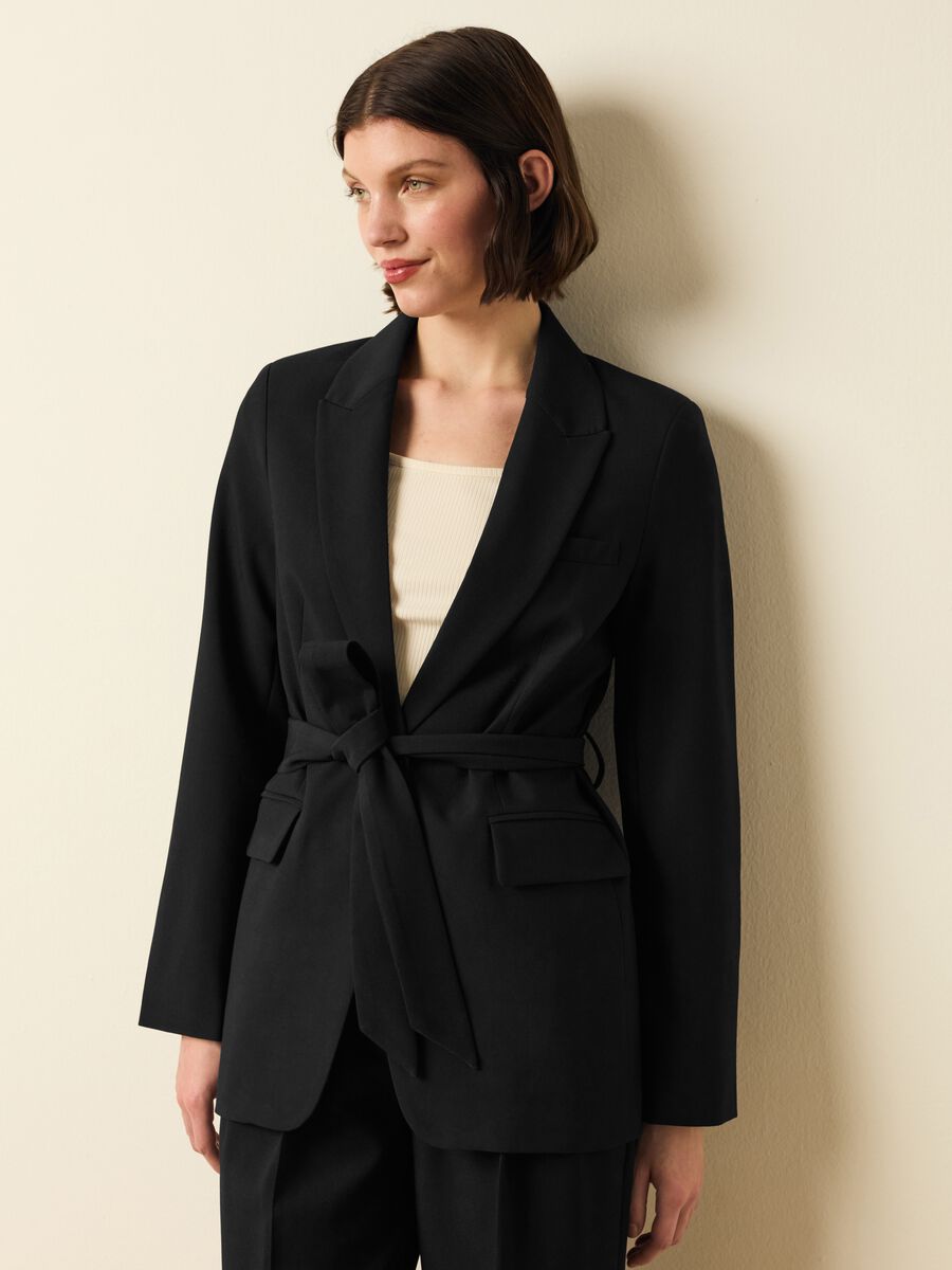 Single-breasted blazer with belt_1