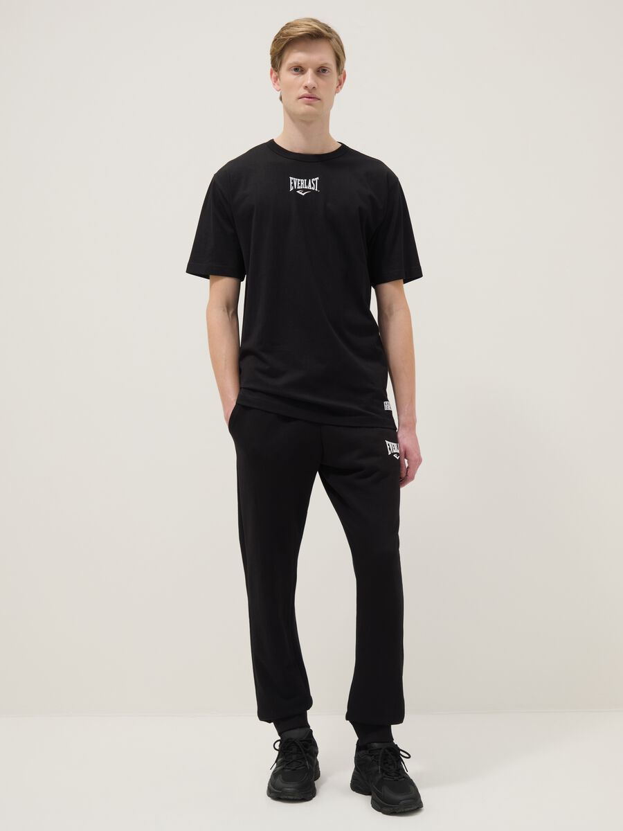 Black regular fit pure cotton t-shirt with Everlast logo_1