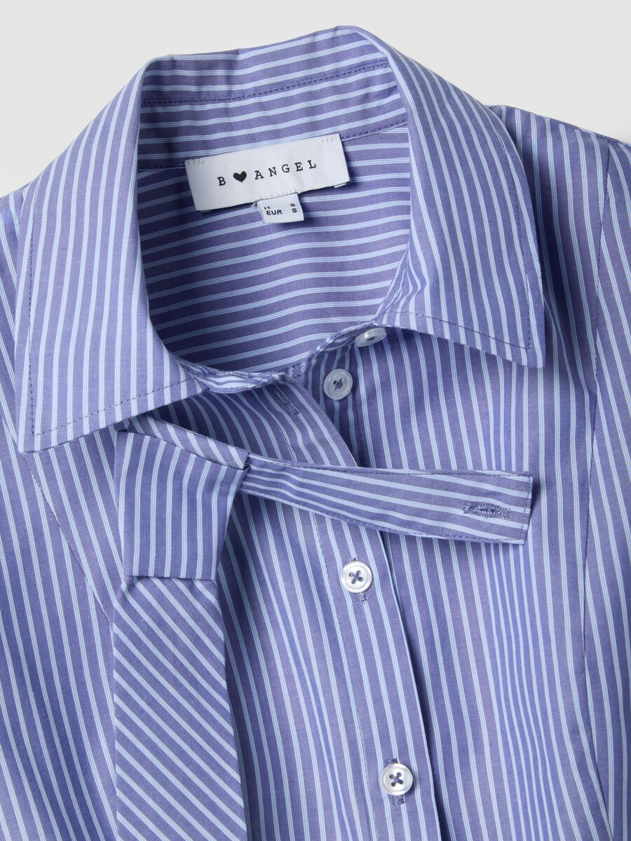 Blue striped slim fit pure cotton shirt_5