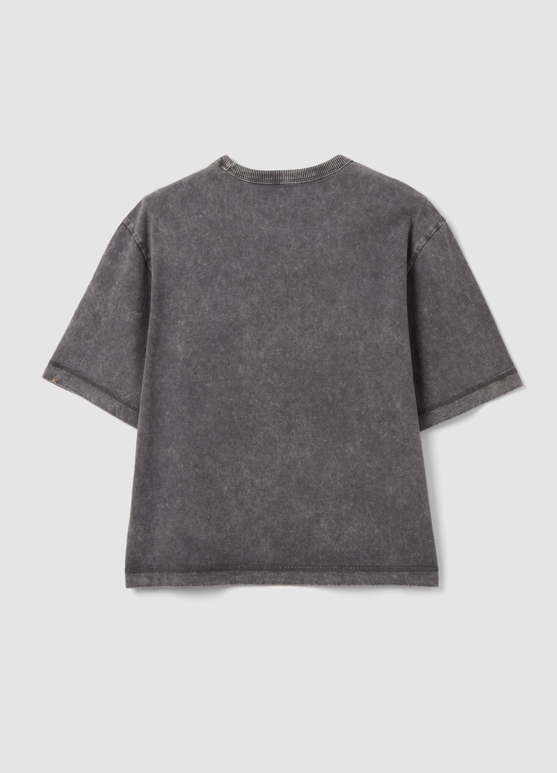 T-shirt grigia in puro cotone over fit con stampa teddy bear