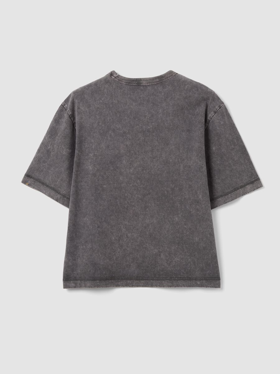 Grey pure cotton oversized T-shirt with teddy bear print_1