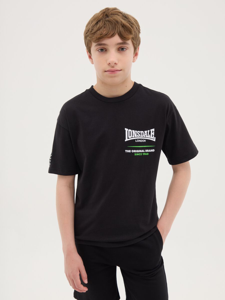 Lonsdale Black T-shirt with Boxing Gloves Print_0