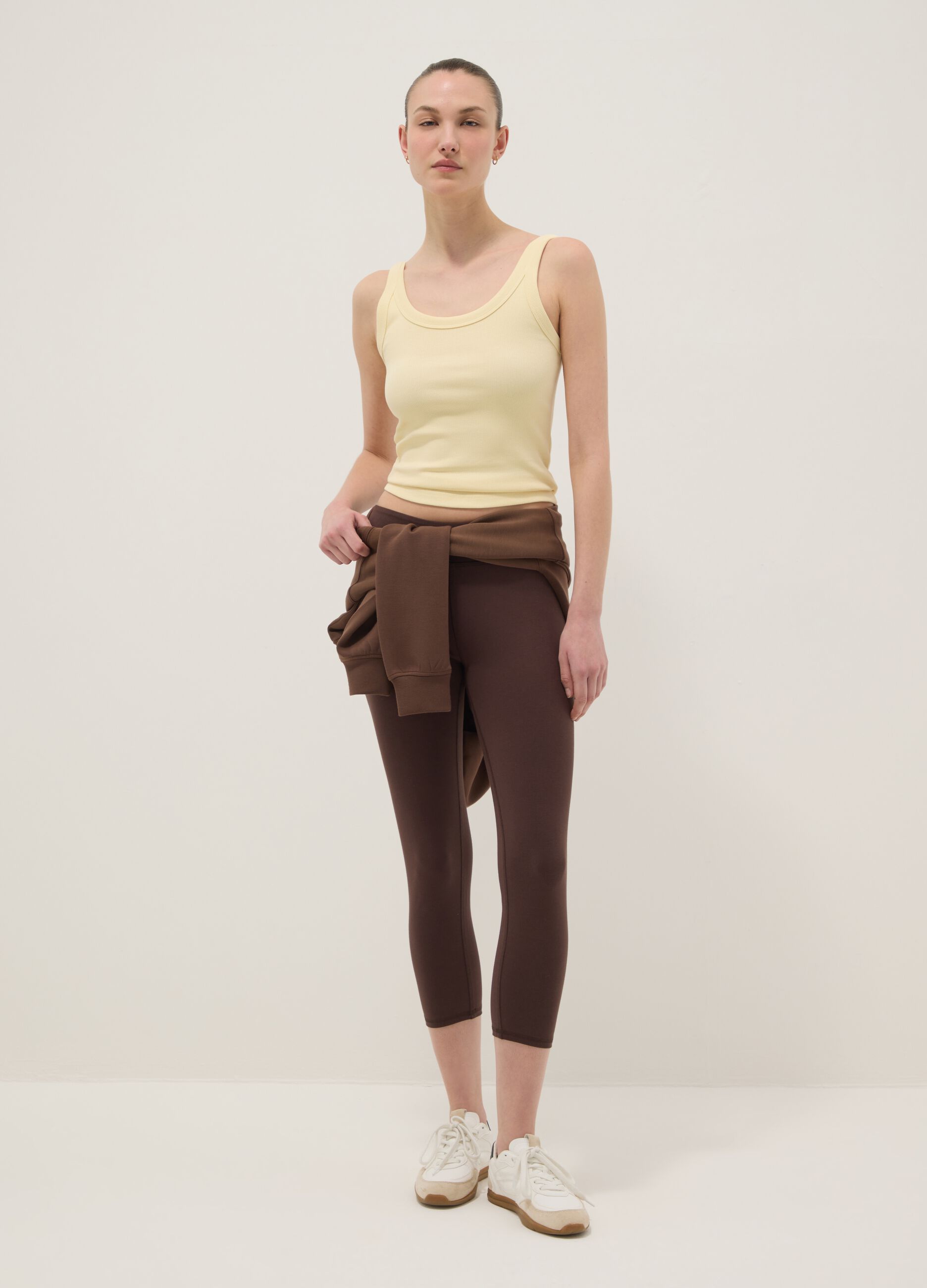 Brown skinny-fit stretch cotton leggings