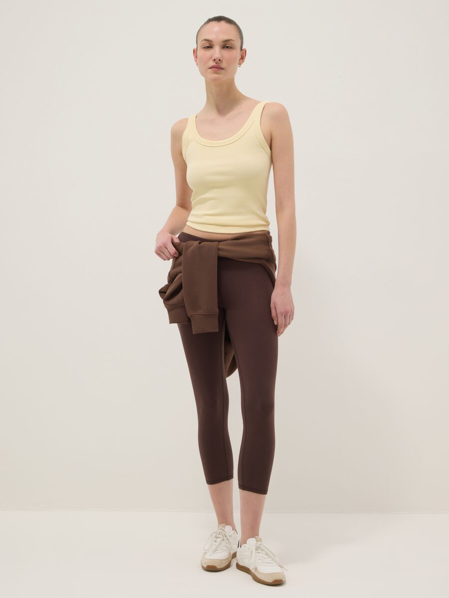 Brown skinny-fit stretch cotton leggings_0