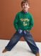 Oversized green sweatshirt in pure organic cotton with college print_0